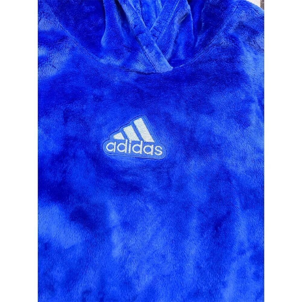 Adidas Kids Fleece Pullover Hoodie Blue Size 10/12 Long Sleeve Casual - Picture 2 of 4